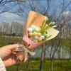 Pequeño Regalo Creativo para el Día de la Madre, Mini Ramo de Flores Puff Tejidas a Mano, Regalo de Jardín de Niños para Mamá
