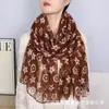 Bufanda Floral Vintage de Lujo de Moda, Bufanda Suave de Algodón Similar a la Seda, Chal Largo Cálido para Protección del Cuello en Otoño e Invierno