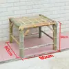 Cadeira de Bambu Antiga com Encosto, Banqueta Pequena de Bambu para Dançar, Mesa de Bambu e Rattan Trançada à Mão, Conjunto de Mesa e Cadeiras de Bambu para Exterior para Uso Comercial