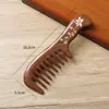Peine de Sándalo Negro Dorado Pintado Arte de Laca Hecho a Mano Peine de Madera Cabello Suave Peine de Madera Especial para Mujeres con Logo Grabado Regalo