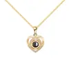 Collar de Proyección de Corazón de Amor Clásico Más Vendido de Comercio Exterior para Mujer, Acero de Titanio, No se Desvanece, Colgante Simple de Circonita Microincrustada para el Día de San Valentín