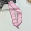 Lenço longo de cetim de camada dupla elegante vermelho, faixa de cabelo, lenço estilo coreano feminino, fita decorativa, cachecol de terno, tudo combinando