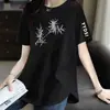 Comercio Exterior Transfronterizo Despacho de Aduana de Comercio Exterior Stock Camiseta Estampada Estilo Chino Nuevo para Adultos de Mediana Edad Manga Corta para Mujer Holgada de Longitud Media