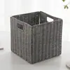 Cesta de Almacenamiento Cuadrada Plegable Tejida para Artículos Varios Ropa Gabinete de Rejilla Tejida Caja de Almacenamiento para Organización de Artículos Varios Cesta de Almacenamiento