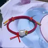 Cuentas Espaciadoras Nezha de Plata Pura 999 Dura Plateada 3D Pulsera DIY Año Zodiacal Cuerda Roja Tendencia China Anime Pulsera Nezha Pulsera