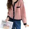 Estilo Xiaoxiang Primavera e Outono Novo Casaco Suéter Feminino Combinando Cores Solto Roupa Externa Cardigan de Tricô Estilo Coreano Suave Doce Casaco