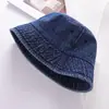 Chapéu Jeans Lavado Feminino Primavera e Verão Japonês Versátil Chapéu de Pescador Chapéu Simples Chapéu Bucket Modificador de Rosto Chapéu Bacia