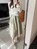 Falda de Longitud Media Estilo Ropa de Trabajo para Mujer, Nuevo Estilo Primavera Temprana, Estilo Perezoso, Versión Coreana, Tiro Alto, Adelgazante, Falda Casual de Línea A de Longitud Media