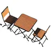 Juego de Mesa y Sillas de Madera para Cafetería, Mesa Plegable de Plástico y Madera para Café, Té de Leche y Cafetería, Silla Plegable de Camping Estilo Americano para Exteriores