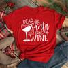 Copas de Vino Sombreros de Navidad Camiseta Negra para Mujer Regalo de Navidad