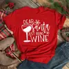 Maycaur Sombreros de Copa de Vino Navideños para Mujer Cuello Redondo Camiseta Negra