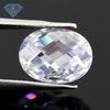 Anillos de circonita blanca con forma de huevo y doble cara de tortuga de Huagang Gem, piedra desnuda, cara a cuadros ovalada, circonita blanca, venta al por mayor