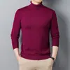 Suéter de Malha de Luxo Leve Novo Outono e Inverno Gola Alta Manga Longa Cor Sólida Simples Suéter Jovem Suéter Básico Masculino Dropshipping