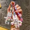 Cordão de Celular de Coelho Tricotado em Lã Corrente de Celular com Contas Criativa Chaveiro Pingente de Bolsa Decoração de Câmera