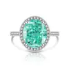 Anillo de Paraiba con Gema de Color Brillante Huevo de Paloma Corte Flor de Hielo para Mujer Diamante de Alto Carbono Paraiba Venta en Vivo Dropshipping