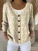 Nova blusa de moletom com botões, gola V, manga longa, estampada em 3D, estilo personalidade, solta, para outono e inverno, jaqueta suéter para mulheres