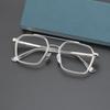 Óculos de piloto de titânio puro com feixe duplo para miopia, masculino, elegante, armação grande, rosto grande, designer de miopia, lentes planas combinando