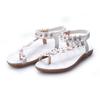 Sandalias de Mujer Bohemias de Moda para Verano, Sandalias Planas con Clip para el Dedo con Flores de Nuevo Estilo Coreano
