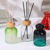 En stock Nueva Botella Transparente de Aromaterapia con Boca de Embudo Botella de Incienso de Vidrio de Colores para Sala de Estar del Hogar Botella de Fragancia con Varilla de Ratán sin Fuego
