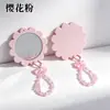 Espejo de maquillaje con colgante de girasol y cadena de perlas, espejo de retoque portátil, mini espejo de bolsillo, espejo pequeño floral femenino