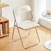Cadeira dobrável simples, cadeira de acrílico transparente popular para fotos, cadeira de maquiagem para jantar, banqueta com encosto de cristal