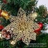 Venda Direta de Fábrica 15cm Recorte Pó Dourado Flor de Natal Decoração de Árvore de Natal Acessórios de Flor Joias Coloridas Atacado