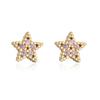 Pendientes Aogu Ins Lindos y Frescos Cobre Oro de 18 Quilates Circonita Microincrustada Estrella de Cinco Puntas Pendientes Geométricos para Mujer Producto Caliente Transfronterizo