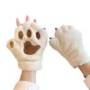 Lindos Guantes de Felpa con Forma de Pata de Oso para Mujer en Invierno, Forrados de Felpa y Engrosados para Prevenir el Frío y Mantener Caliente para Ciclismo, Peludos sin Dedos de Medio Dedo Modernos