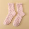 Meias de veludo coral femininas, meias de veludo transfronteiriças com carpete plus, meias de inverno de cor sólida, meias de pelúcia grossas para dormir no chão