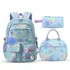 Nova Mochila Escolar Transfronteiriça para Meninas do Ensino Fundamental e Médio, Mochila Leve e Redutora de Carga, Conjunto de Três Peças para Estudantes, Mochila, Amazon