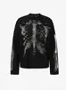 Outono e Inverno Europeu e Americano Transfronteiriço Hip-Hop Americano Tendência Streetwear Estampa de Esqueleto Solto Quente Manga Longa Tops para Homens e Mulheres