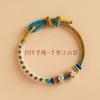 Pulsera de orquídea para mujer hecha a mano pulsera tejida de cuerda roja para niños DIY semiterminada para llevar cuentas de la suerte de oro flor de durazno