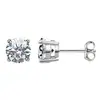 Aretes Clásicos de Moissanita con Cuatro Garras para Mujer, Modernos de Plata de Ley S925 Chapada en Oro de 18K, Diseño Geométrico