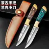 Cuchillo pequeño mongol con funda de cuero, ideal para cortar carne y huesos, perfecto para agarrar cordero con la mano, y también adecuado como cuchillo para fruta para exteriores