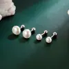 Brincos de Pérola Falsa para Mulheres, Brincos de Rosca, Pérola Única Doce, Estilo Japonês Requintado, Temperamento Feminino, Simples e Compacto