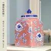 Porcelana Azul y Blanca Casa con Tapa Jarra General Cerámica de Alta Gama Florero Adornos de Entrada Sala de Estar Decoración de Hotel Artesanías Venta al por Mayor
