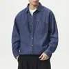 Nueva camisa de mezclilla de algodón de bambú de otoño para hombre, chaqueta de manga larga estilo ropa de trabajo americana resistente lavada con enzimas al por mayor