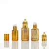 Frasco Oitavado Galvanizado para Óleo Essencial com Tampa Pagoda Colorida por Spray, Frasco Rolo para Óleo de Massagem, Frasco Roll-On para Líquido de Essência, Frasco de Amostra de Perfume