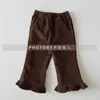 Calça Pantalona de Veludo Cotelê Estilo Coreano Personalizada para Meninas Estilo Outono/Inverno 2026 Moda para Bebês Cor Sólida Renda Versátil Casual