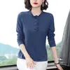 Camiseta de Manga Larga Primavera y Otoño para Mujer con Cuello de Oreja para Madres de Mediana Edad, Holgada, Talla Grande, Cuello Alto, Nueva Elegante Camiseta Básica