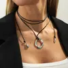 Collar Colgante de Gota de Agua Largo Simple Transfronterizo Europeo y Americano para Mujer, Collar Anillo Asimétrico Retorcido para Viajes de Negocios
