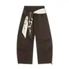 Pantalones casuales de verano nuevos de tiro bajo, ajustados, con estampado de llamas estilo americano, dobladillo curvo en capas, pantalones cargo holgados de pierna ancha