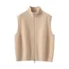 Suéter de cachemira, nuevo estilo otoño e invierno, chaleco de cuello alto con cremallera, cárdigan sin mangas, casual para mujer, cómodo, suave, cálido, estilo grueso
