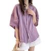 Camiseta Oficial Figura 2025 para Mujer Primavera y Verano Elegante Holgada Cuello Redondo Combinable Casual Casual Blanco Forrado Top para Mujer