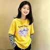 Camiseta base de rayas para niñas, tipo dos piezas, adecuada para niños mayores en primavera y otoño, versátil y elegante, top de algodón puro de manga larga para niños