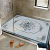 Alfombra de baño de estilo europeo, antideslizante, para inodoro, para toda la tienda, ducha, desagüe de inodoro, fácil de limpiar, con anillo de seda