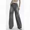 Jeans de Patchwork Estilo Americano para Mujer, Diseño de Calle de Primavera y Verano, Pantalones de Pierna Ancha Largos hasta el Suelo, Pantalones Versátiles Lavados Vintage, Modernos