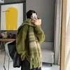 Bufanda para Mujer Otoño e Invierno Estilo Coreano Nuevo Estilo Europeo y Americano Engrosada de Moda Hilo Circular Cuadros Arcoíris Cálida para el Cuello Moda