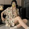 Pijama Grande Estilo Japonês Shin-Chan com Bojo no Peito para Mulheres, Conjunto de Três Peças Dinâmico de Desenho Animado Superman para Primavera e Verão, Fabricante Transfronteiriço