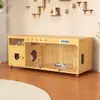 Villa para Gatos Jaula para Gatos Hogar para Mascotas Alojamiento Cría Madera Maciza Cama para Gatos Armario para Gatos Casa de Lujo para Gatos Vitrina Temperatura Constante Tres Niveles
